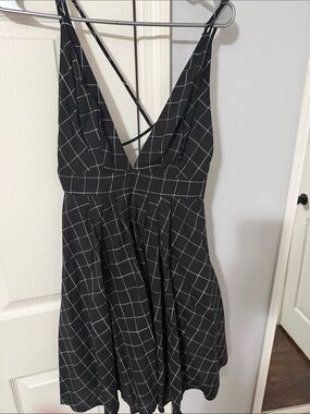HYFVE Black Dress with White Windowpane Grid